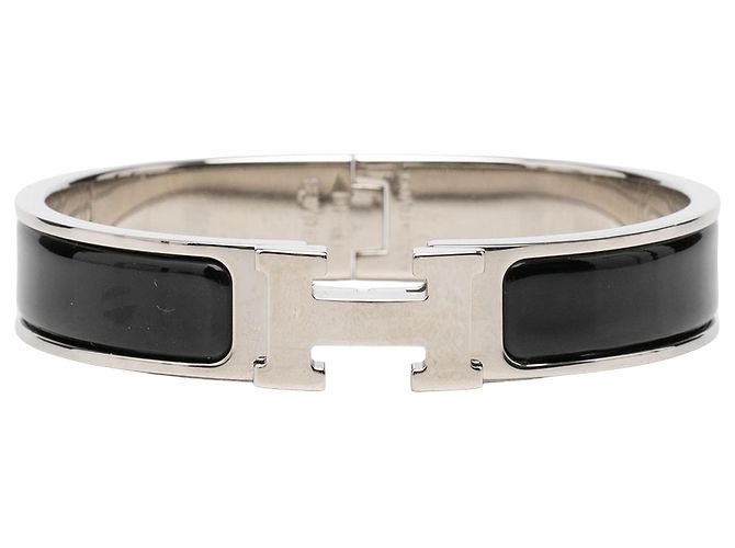 Hermès Clic H Armband PM schmal, Emaille Schwarz