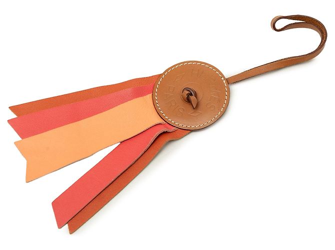 Chaveiro pingente Paddock Flot Ribbon Hermès em couro de bezerro Hunter e pele de cordeiro Milo marrom