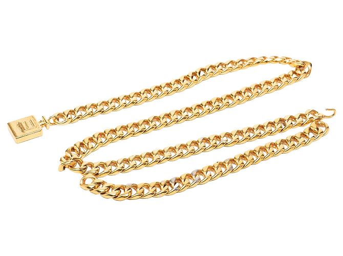 Cinturón de cadena Chanel chapado en oro con frasco de perfume Dorado