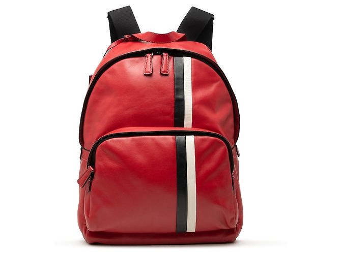 Red Prada Soft Calf Striped Backpack