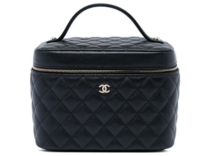 Chanel Medium CC Quilted Caviar Vanity Case Schwarz