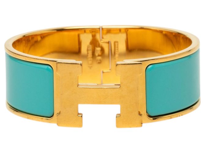 Pulsera Clic H PM ancha de esmalte azul Hermès
