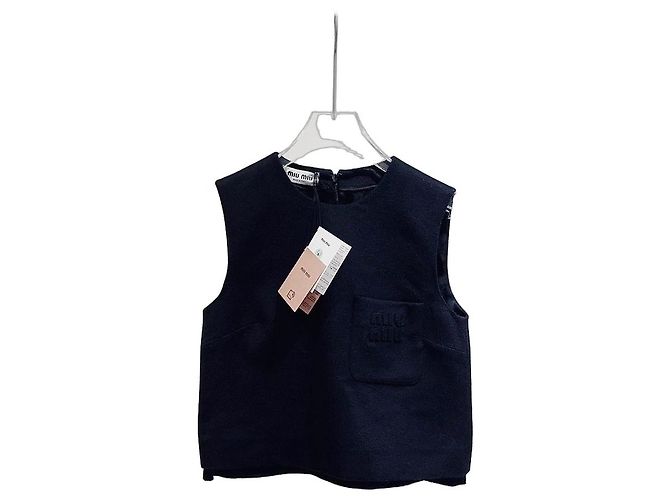 Top Miu Miu Nero in Cashmere Multicolore