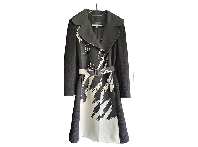 Abrigo largo Diane von Furstenberg con estampado abstracto Negro Gris
