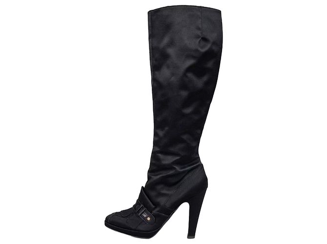 Gianfranco Ferré Black Textile Ankle Boots - EU 37 Pre-owned