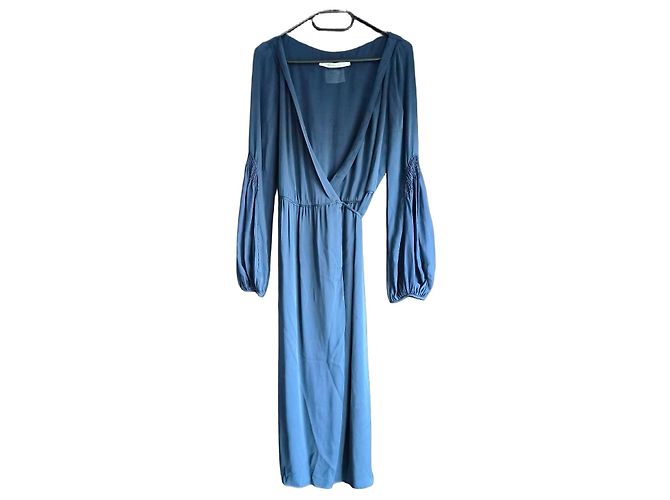 Diane Von Furstenberg Vestido envelope longo azul