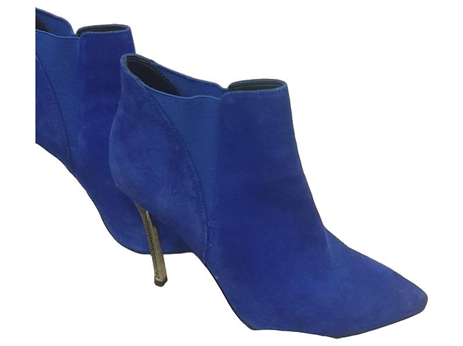 Tosca Blu Blue Suede Metallic Heel Ankle Boots