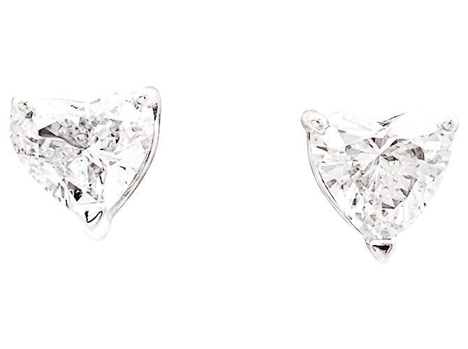Autre Marque Orecchini a lobo in oro bianco e diamanti a cuore.