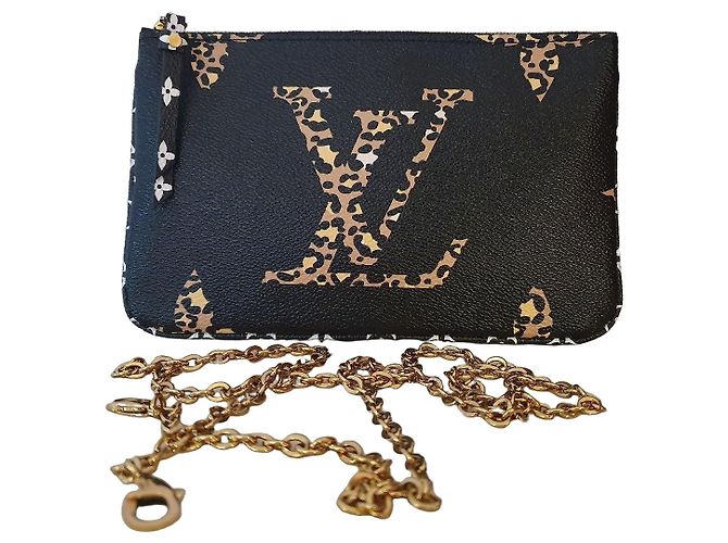 Louis Vuitton Pochette Double Zip Jungle Marron Noir Imprimé léopard Monogramme