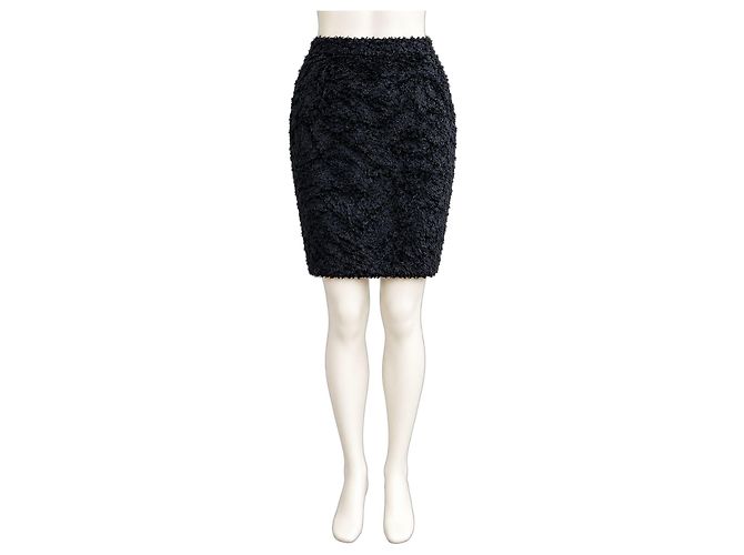 Saia lápis Fendi texturizada preta Preto