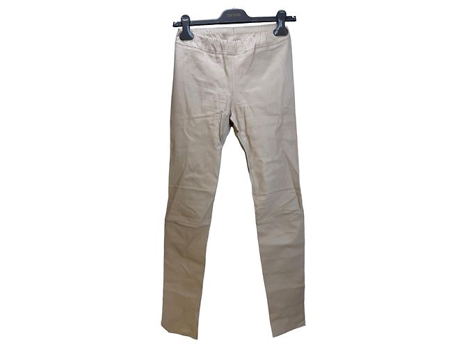 The Row Hose aus Lammleder Beige