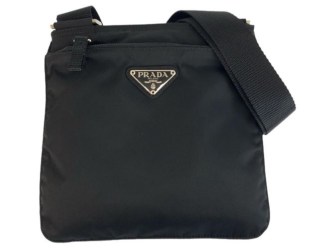 Pochette Prada Tessuto con logo triangolare Nero