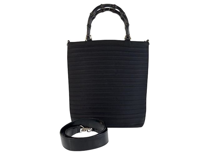 Borsa Tote Gucci Bamboo in nylon Nero