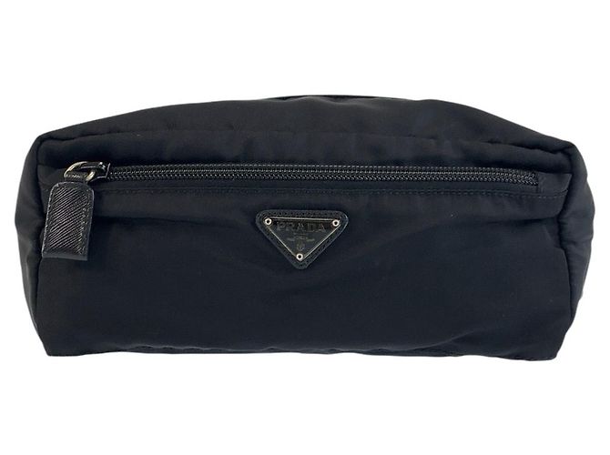 Clutch Prada Tessuto con logo triangolare Nero