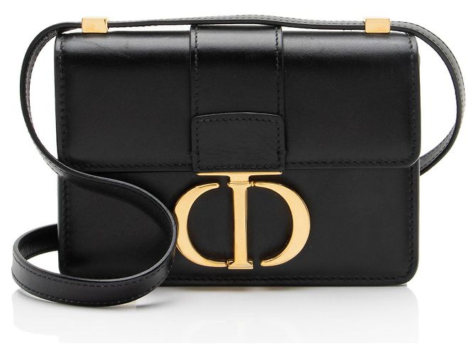 Autre Marque Dior 30 Montaigne Micro Schultertasche aus Kalbsleder Schwarz