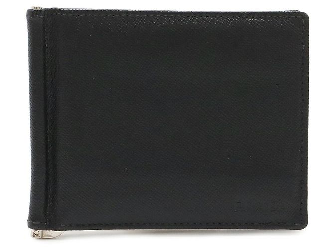 Porta-moedas com clipe Prada Saffiano Bi-Fold Preto