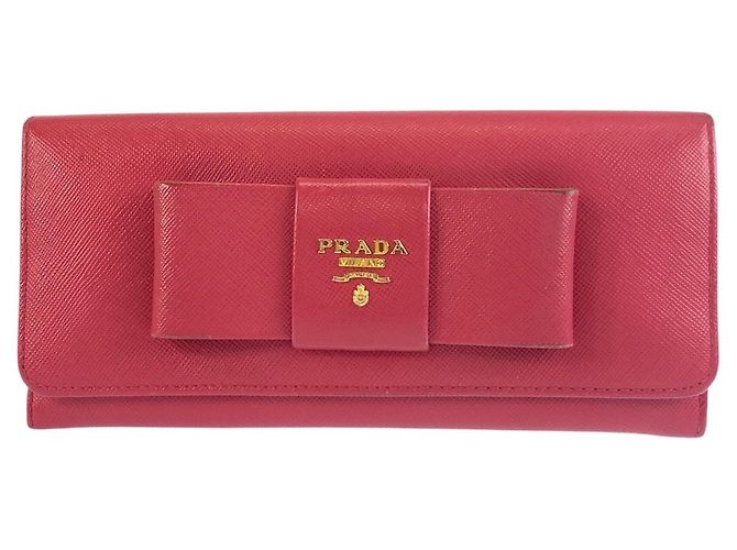 Portafoglio lungo Prada Saffiano Ribbon Rosa