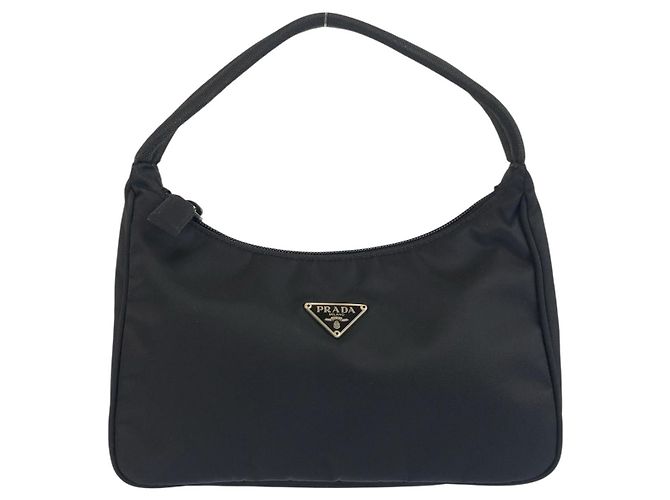 Pochette Prada Tessuto avec logo triangle Noir