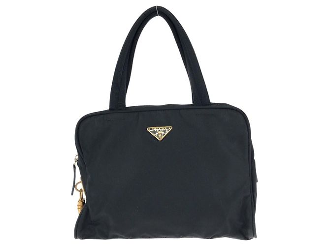 Prada Tessuto Triangle Logo Tote Schwarz
