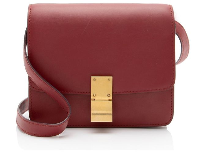 Céline Sac Box Small Classic en cuir de veau Celine Rouge