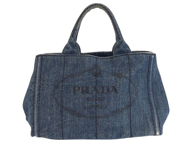 Tote Sac cabas Prada Canapa Bleu