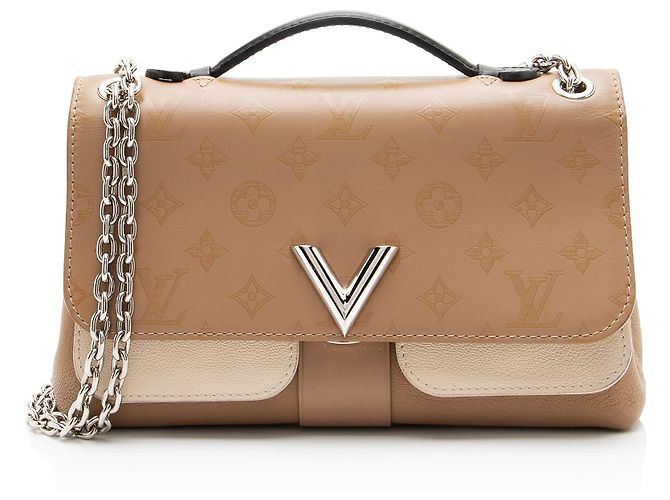 Sac Louis Vuitton Monogram Cuir Very Chain Bag Marron Beige
