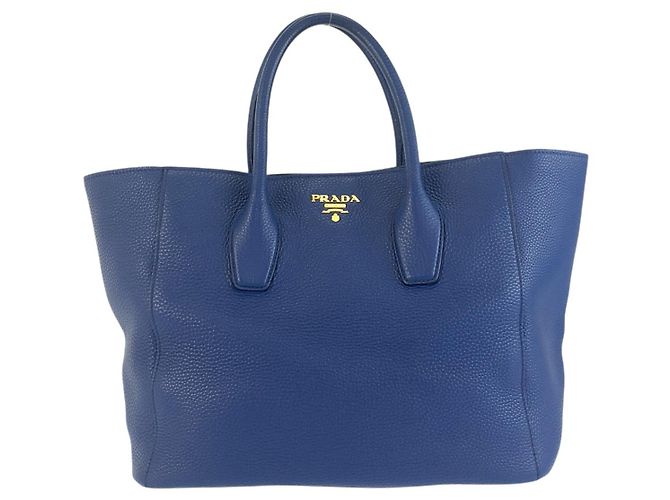 Borsa Tote Prada Vittello Daino Blu