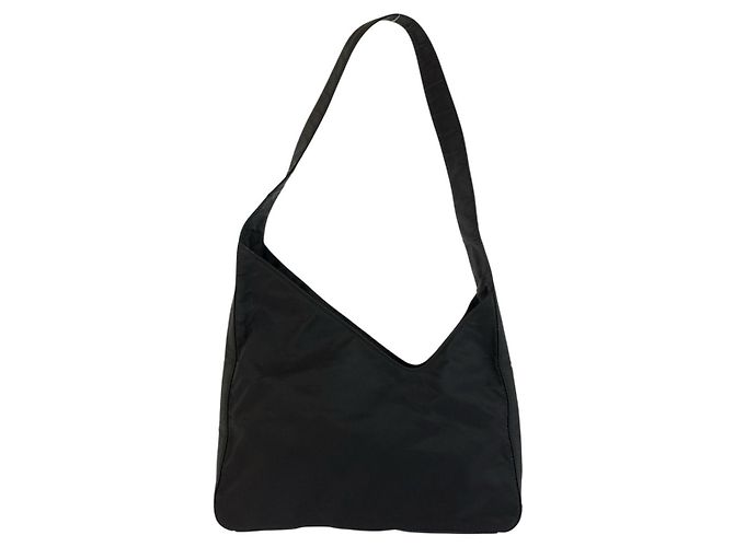Sac à épaule Prada Tessuto avec logo triangle Noir
