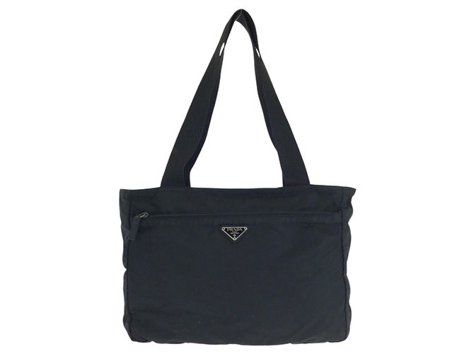 Tote Sacola Prada Tessuto com logo triangular Preto