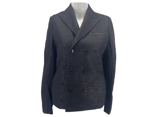 Rochas Black Blazer Polyester Size 46