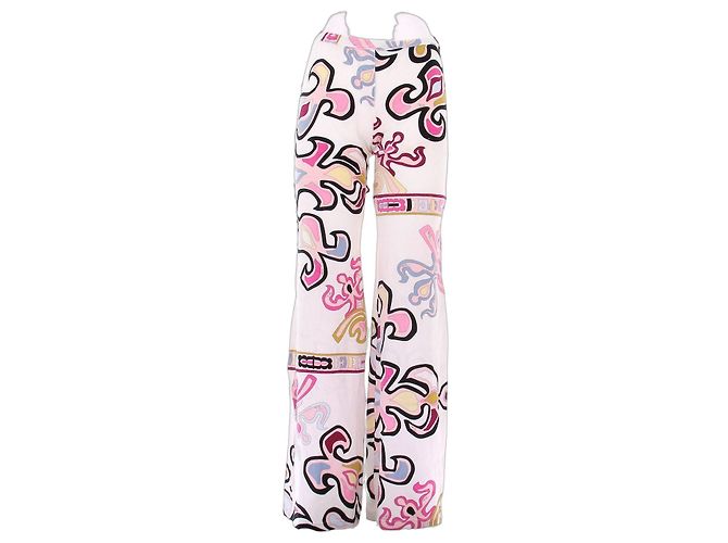 Emilio Pucci Calças de esponja brancas e multicoloridas Multicor
