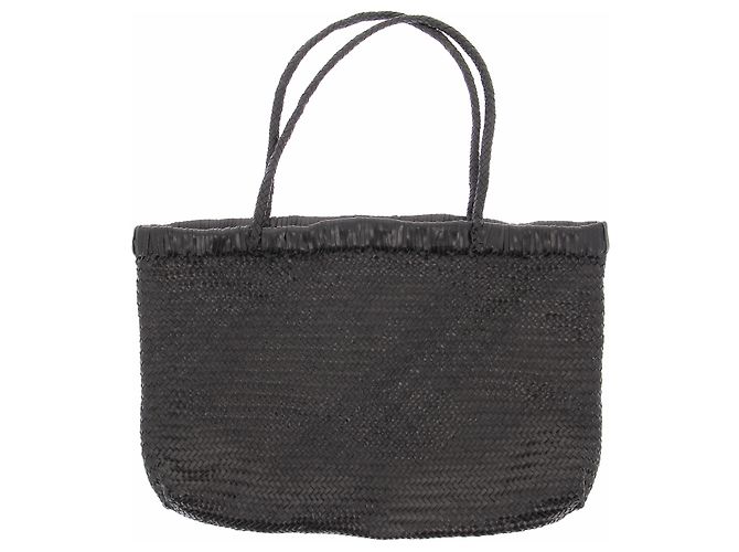 Autre Marque Cabas tressé Bagu Noir Nero