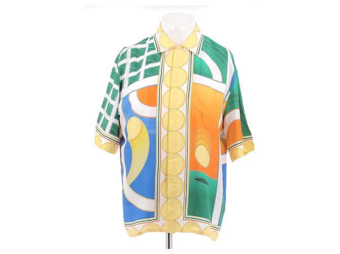Casablanca Camicia in seta con stampa multicolore Arancione