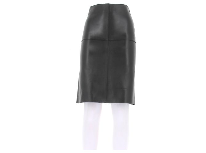 Totême Leder Midi Rock Schwarz