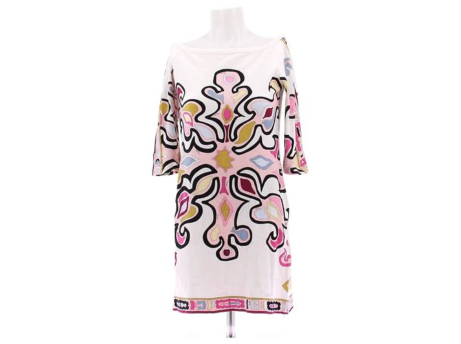Emilio Pucci Abito in spugna bianco e multicolore