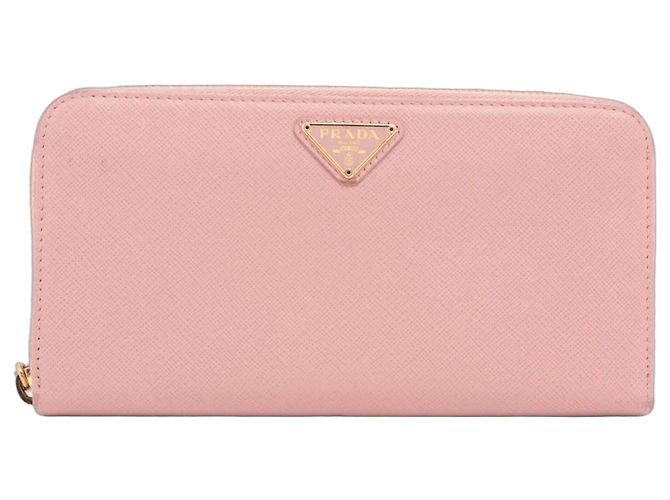 Prada Saffiano Leather Long Wallet Pink