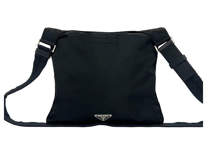 Bolsa de ombro Prada com placa de logo triângulo Preto