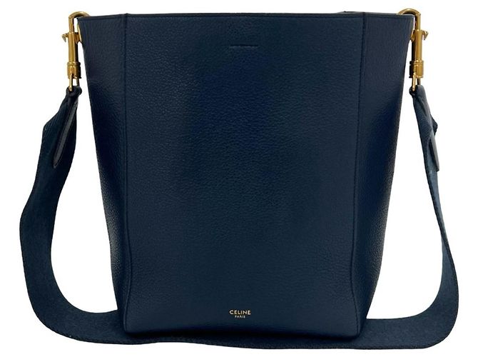 Céline Borsa a tracolla in pelle Celine Sangle Bucket Small Blu navy