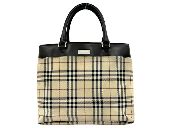 Bolsa Burberry Nova Check em lona e couro Marrom Bege