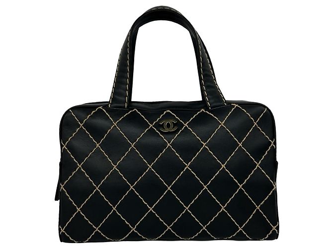 Borsa in pelle Chanel Coco Mark Wild Stitch Nero