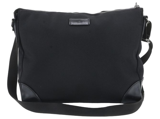 Borsa a tracolla Gucci in pelle nera e nylon Nero