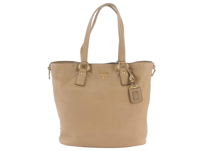 Sac cabas Prada en cuir Vitello Daino Marron
