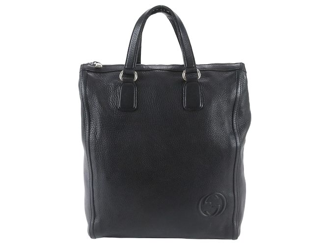 Sac cabas en cuir Gucci Soho Interlocking G Noir