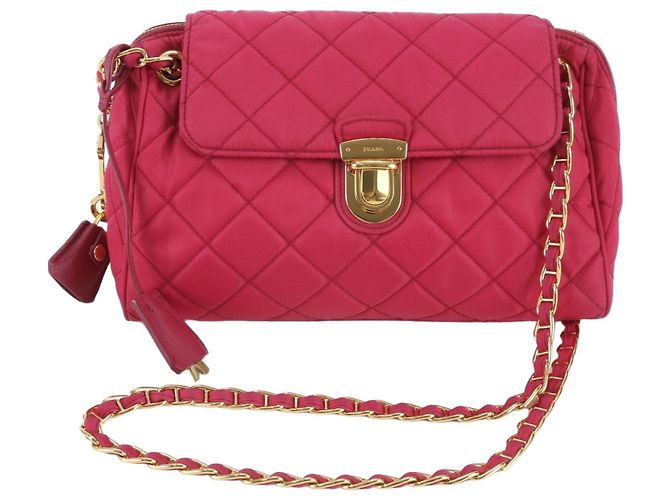 Tote Prada Quilted Leather 2-Way Chain Shoulder Bag Pink