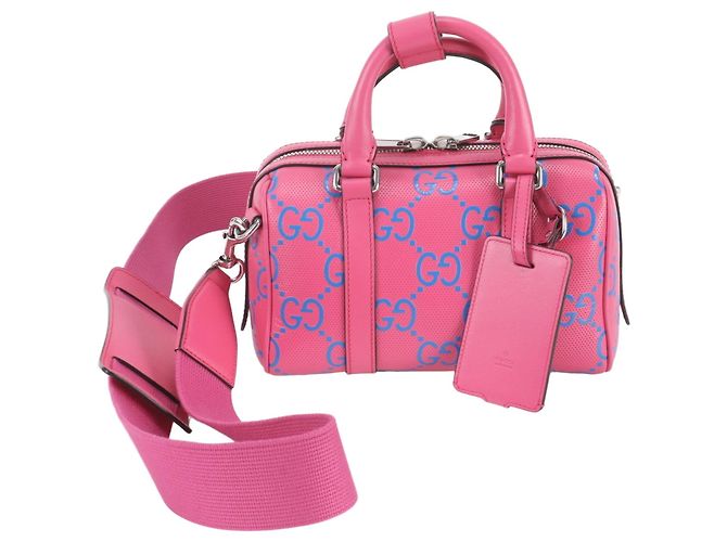 Borsa Boston Mini Duffle Gucci GG Embossed Rosa