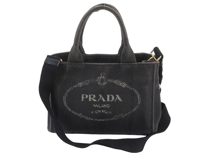 Tote Borsa a tracolla 2-Way Prada Canapa in Nero