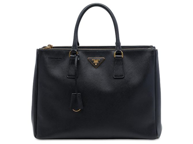 Bolso Prada Galleria Double Zip en cuero Saffiano negro, tamaño Medium
