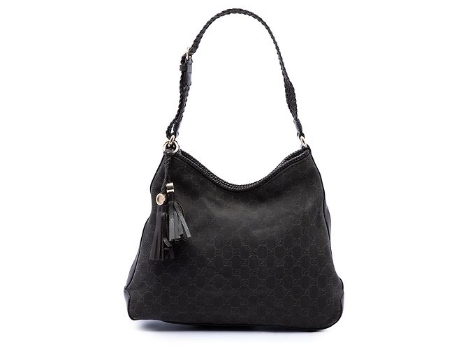 Borsa a tracolla Gucci Marrakech in denim GG marrone Medium Marrone scuro