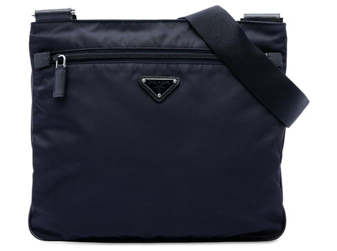Bolso bandolera Prada de Tessuto azul con ribetes de Saffiano y cierre de cremallera Azul marino