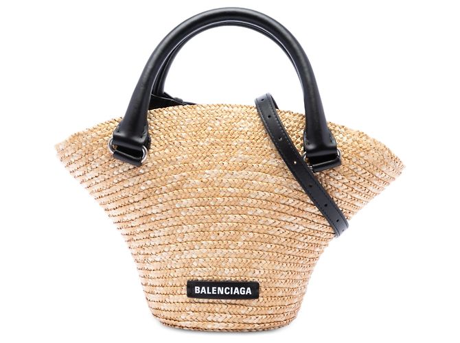 Mini Raffia Beach Basket Tote beige Balenciaga